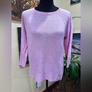 EUC J CREW Linen High-Low Hem Sweater Pink purple color sz S